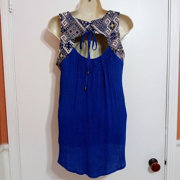 Doe & Rae Woven Gauze Tapestry Top Blue Medium - Picture 6 of 11